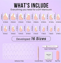 Load image into Gallery viewer, Press On Nails - Almond Nude and White Design - Miss A Beauty