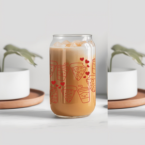 Coffee and pizza lover glass tumbler