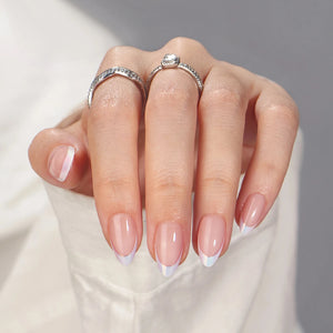 Press On Nails - Chrome French Almond - Miss A Beauty