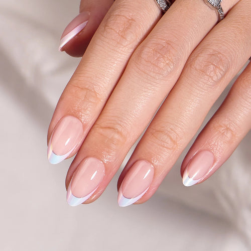 Press On Nails - Chrome French Almond - Miss A Beauty