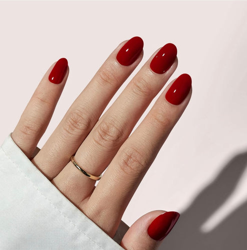 Press On Nails - Classic Red Round - Miss A Beauty