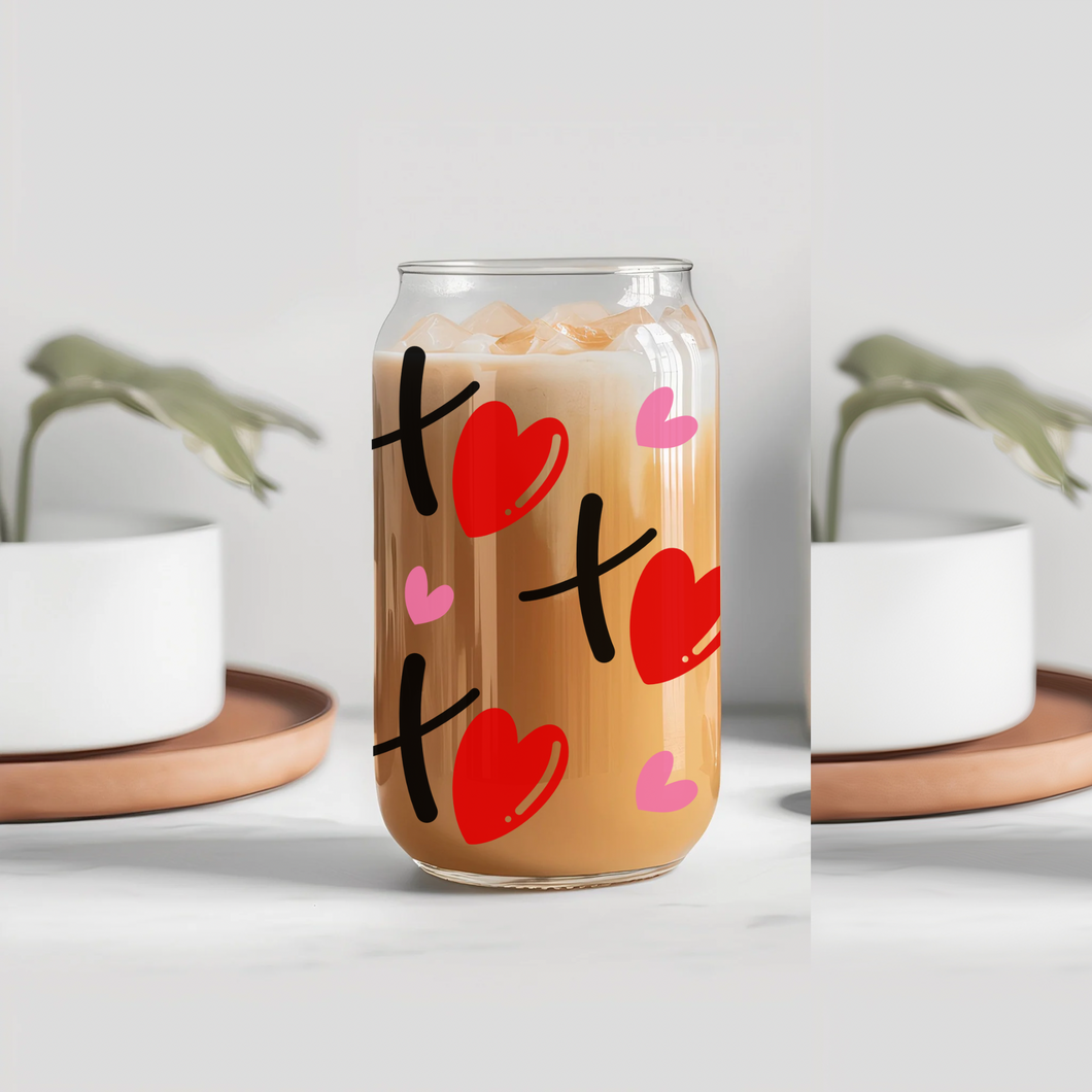 Love heart ice coffee glass tumbler