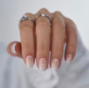 Press On Nails - Nude Ombre French Squoval Square - Miss A Beauty