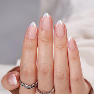 Press On Nails - Chrome French Almond - Miss A Beauty