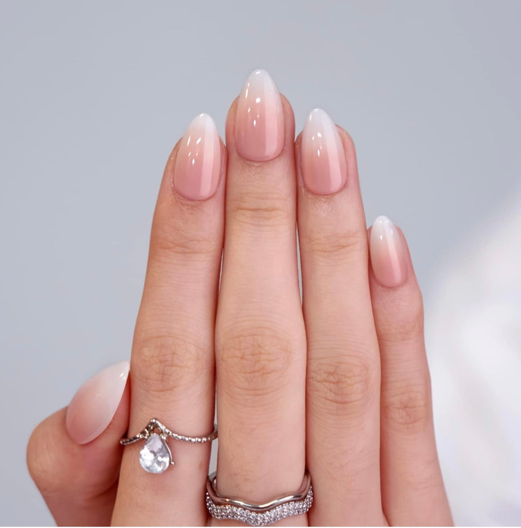 Press On Nails - Nude Ombre French Medium Almond - Miss A Beauty