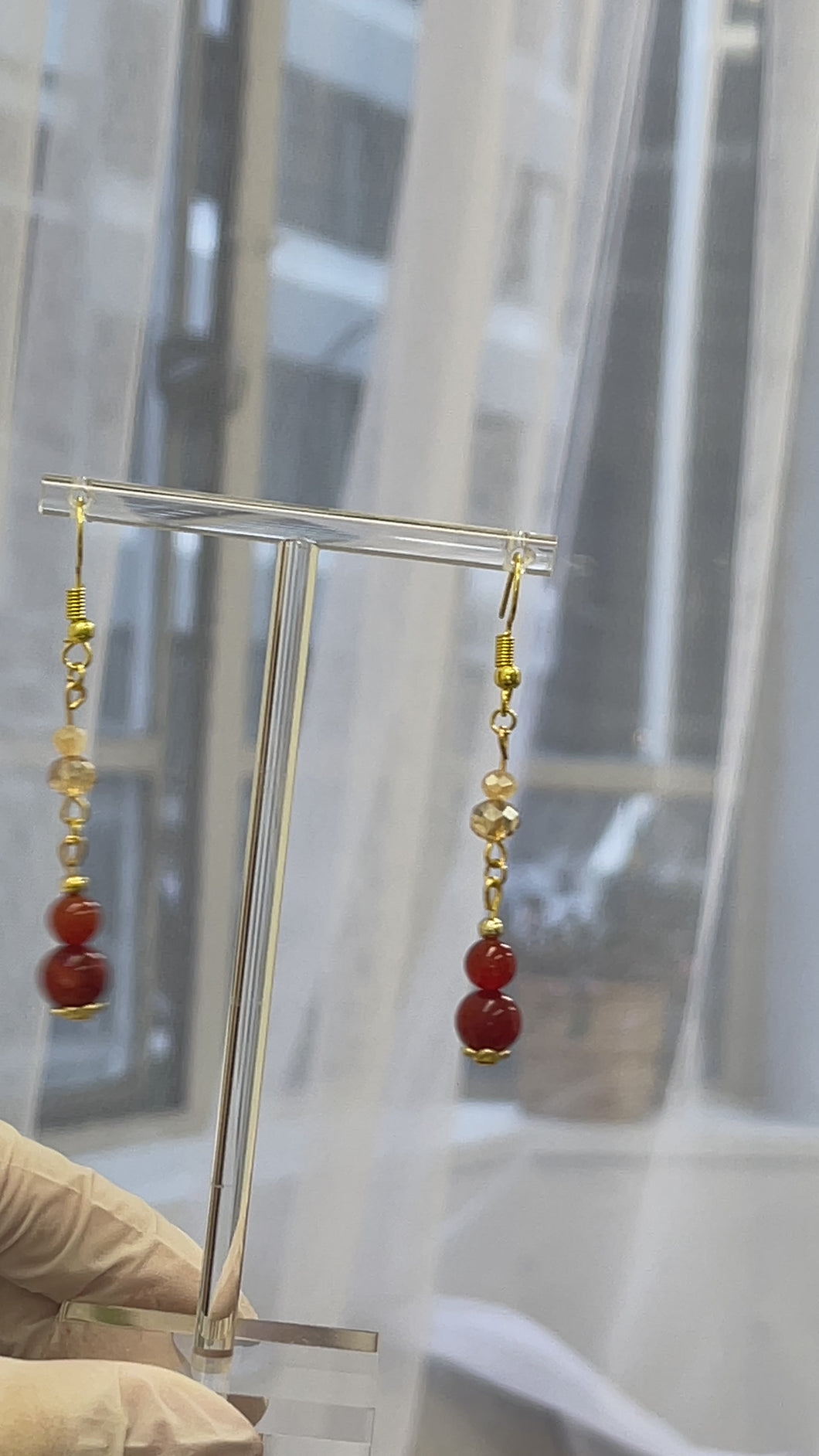 Handmade Natural Stone Beads Dangle Earrings