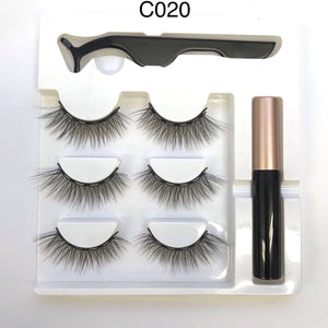 Magnetic Strip Lashes Silk 3 pairs with Magnetic Eyeliner and Applicator Tweezers - Miss A Beauty