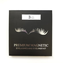 Load image into Gallery viewer, Magnetic Strip Lashes Silk 3 pairs with Magnetic Eyeliner and Applicator Tweezers - Miss A Beauty
